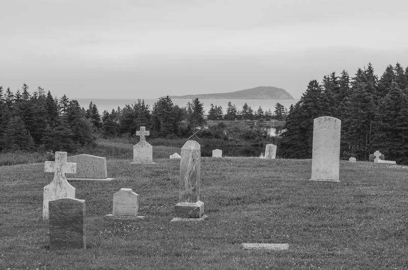 Hilltop cemetery in black and white. Stock Photography Free for Commercial Use.