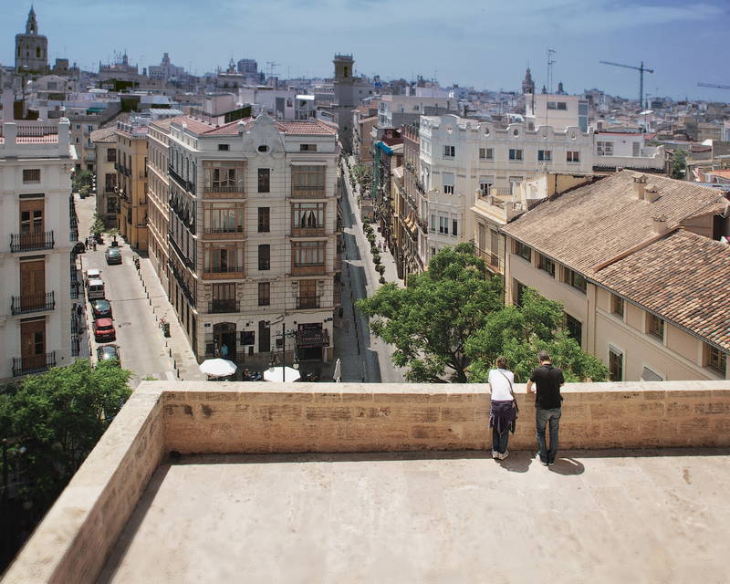 Beautiful rooftop view of the streets from above. Stock Photography Free for Commercial Use.
